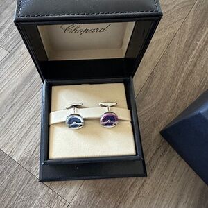Chopard Two-Tone Enamel Round Cufflinks – Blue & Purple Accents